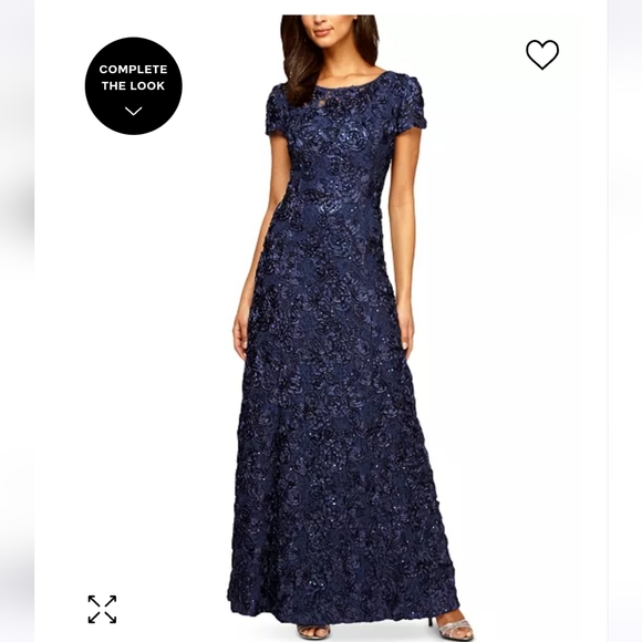 Alex Evenings Rosette A Line Gown l - Picture 8 of 9